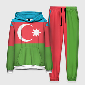 Мужской костюм 3D (с толстовкой) с принтом Азербайджан ,  |  | Тематика изображения на принте: azerbaijan | azrbaycan | звезда | ислам | полумесяц | флаг