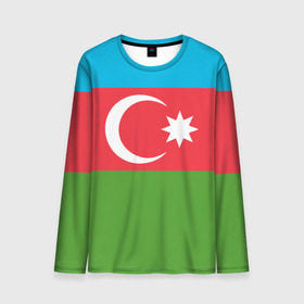 Мужской лонгслив 3D с принтом Азербайджан , 100% полиэстер | длинные рукава, круглый вырез горловины, полуприлегающий силуэт | azerbaijan | azrbaycan | звезда | ислам | полумесяц | флаг