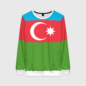 Женский свитшот 3D с принтом Азербайджан , 100% полиэстер с мягким внутренним слоем | круглый вырез горловины, мягкая резинка на манжетах и поясе, свободная посадка по фигуре | azerbaijan | azrbaycan | звезда | ислам | полумесяц | флаг