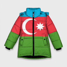 Зимняя куртка для девочек 3D с принтом Азербайджан , ткань верха — 100% полиэстер; подклад — 100% полиэстер, утеплитель — 100% полиэстер. | длина ниже бедра, удлиненная спинка, воротник стойка и отстегивающийся капюшон. Есть боковые карманы с листочкой на кнопках, утяжки по низу изделия и внутренний карман на молнии. 

Предусмотрены светоотражающий принт на спинке, радужный светоотражающий элемент на пуллере молнии и на резинке для утяжки. | azerbaijan | azrbaycan | звезда | ислам | полумесяц | флаг