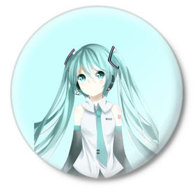 Значок с принтом Hatsune Miku ,  металл | круглая форма, металлическая застежка в виде булавки | hatsune miku