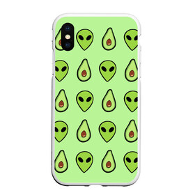Чехол для iPhone XS Max матовый с принтом Green , Силикон | Область печати: задняя сторона чехла, без боковых панелей | alien | food | vegetarian | авокадо | вегетарианство | еда | пришелец