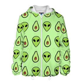 Мужская куртка 3D с принтом Green , ткань верха — 100% полиэстер, подклад — флис | прямой крой, подол и капюшон оформлены резинкой с фиксаторами, два кармана без застежек по бокам, один большой потайной карман на груди. Карман на груди застегивается на липучку | Тематика изображения на принте: alien | food | vegetarian | авокадо | вегетарианство | еда | пришелец