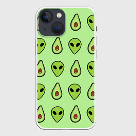 Чехол для iPhone 13 mini с принтом Green ,  |  | alien | food | vegetarian | авокадо | вегетарианство | еда | пришелец