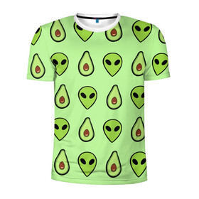 Мужская футболка 3D спортивная с принтом Green , 100% полиэстер с улучшенными характеристиками | приталенный силуэт, круглая горловина, широкие плечи, сужается к линии бедра | alien | food | vegetarian | авокадо | вегетарианство | еда | пришелец