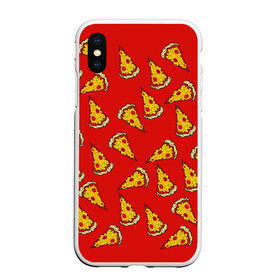 Чехол для iPhone XS Max матовый с принтом Pizza red , Силикон | Область печати: задняя сторона чехла, без боковых панелей | Тематика изображения на принте: fast food | pizza | еда | пицца | фастфуд