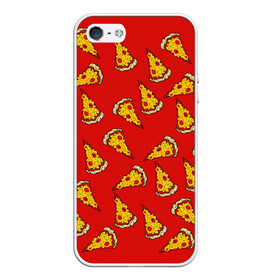 Чехол для iPhone 5/5S матовый с принтом Pizza red , Силикон | Область печати: задняя сторона чехла, без боковых панелей | Тематика изображения на принте: fast food | pizza | еда | пицца | фастфуд