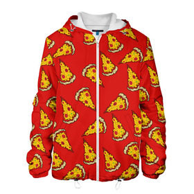 Мужская куртка 3D с принтом Pizza red , ткань верха — 100% полиэстер, подклад — флис | прямой крой, подол и капюшон оформлены резинкой с фиксаторами, два кармана без застежек по бокам, один большой потайной карман на груди. Карман на груди застегивается на липучку | Тематика изображения на принте: fast food | pizza | еда | пицца | фастфуд