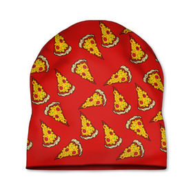 Шапка 3D с принтом Pizza red , 100% полиэстер | универсальный размер, печать по всей поверхности изделия | Тематика изображения на принте: fast food | pizza | еда | пицца | фастфуд