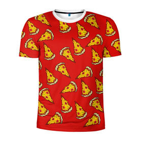 Мужская футболка 3D спортивная с принтом Pizza red , 100% полиэстер с улучшенными характеристиками | приталенный силуэт, круглая горловина, широкие плечи, сужается к линии бедра | Тематика изображения на принте: fast food | pizza | еда | пицца | фастфуд