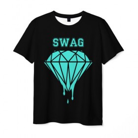 Мужская футболка 3D с принтом Swag diamond , 100% полиэфир | прямой крой, круглый вырез горловины, длина до линии бедер | 