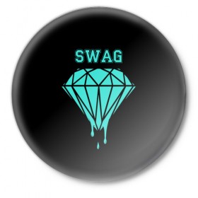 Значок с принтом Swag diamond ,  металл | круглая форма, металлическая застежка в виде булавки | 