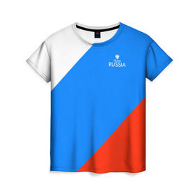 Женская футболка 3D с принтом Team Russia 2018 (Premium) , 100% полиэфир ( синтетическое хлопкоподобное полотно) | прямой крой, круглый вырез горловины, длина до линии бедер | 0x000000123 | russia | team | россия