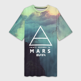 Платье-футболка 3D с принтом 30 Seconds to Mars ,  |  | 30 seconds to mars | punk | rock | альтернативный хип хоп | группа | инди поп | музыка | музыкальное произведение | ноты | панк | регги | рок | синти поп