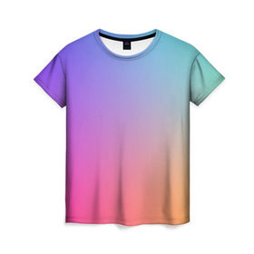 Женская футболка 3D с принтом Абстракция Градиент Текстура , 100% полиэфир ( синтетическое хлопкоподобное полотно) | прямой крой, круглый вырез горловины, длина до линии бедер | gradient | разноцветный | яркий