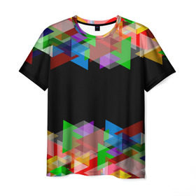 Мужская футболка 3D с принтом Калейдоскоп чёрный , 100% полиэфир | прямой крой, круглый вырез горловины, длина до линии бедер | калейдоскоп | мозаика | разноцветный | черный | яркий