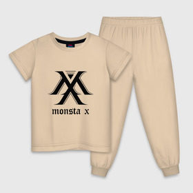 Детская пижама хлопок с принтом MONSTA X_4 , 100% хлопок |  брюки и футболка прямого кроя, без карманов, на брюках мягкая резинка на поясе и по низу штанин
 | monsta x | монст х