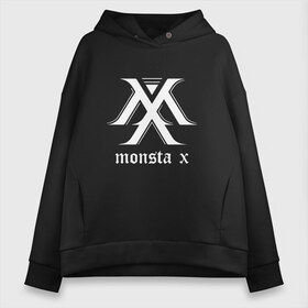 Женское худи Oversize хлопок с принтом MONSTA X_5 , френч-терри — 70% хлопок, 30% полиэстер. Мягкий теплый начес внутри —100% хлопок | боковые карманы, эластичные манжеты и нижняя кромка, капюшон на магнитной кнопке | Тематика изображения на принте: monsta x | монст х