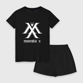 Женская пижама с шортиками хлопок с принтом MONSTA X_5 , 100% хлопок | футболка прямого кроя, шорты свободные с широкой мягкой резинкой | Тематика изображения на принте: monsta x | монст х