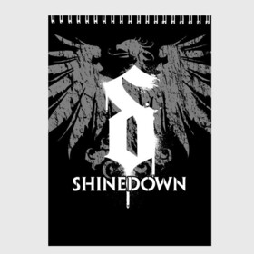 Скетчбук с принтом Shinedown , 100% бумага
 | 48 листов, плотность листов — 100 г/м2, плотность картонной обложки — 250 г/м2. Листы скреплены сверху удобной пружинной спиралью | 