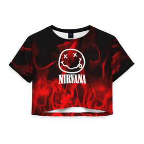 Женская футболка 3D укороченная с принтом NIRVANA , 100% полиэстер | круглая горловина, длина футболки до линии талии, рукава с отворотами | nirvana | punk | rock | альтернативный хип хоп | группа | инди поп | музыка | музыкальное произведение | ноты | панк | регги | рок | синти поп