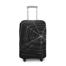 Чехол для чемодана 3D с принтом Паутина , 86% полиэфир, 14% спандекс | двустороннее нанесение принта, прорези для ручек и колес | паук | сеть | черный