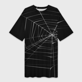 Платье-футболка 3D с принтом Паутина ,  |  | Тематика изображения на принте: паук | сеть | черный