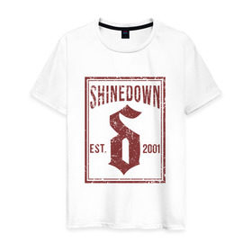 Мужская футболка хлопок с принтом Shinedown est. 2001 , 100% хлопок | прямой крой, круглый вырез горловины, длина до линии бедер, слегка спущенное плечо. | shinedown