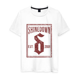 Мужская футболка хлопок с принтом Shinedown est. 2001 , 100% хлопок | прямой крой, круглый вырез горловины, длина до линии бедер, слегка спущенное плечо. | Тематика изображения на принте: shinedown