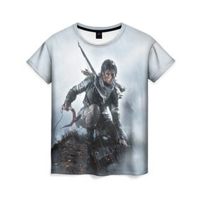 Женская футболка 3D с принтом Tomb Raider , 100% полиэфир ( синтетическое хлопкоподобное полотно) | прямой крой, круглый вырез горловины, длина до линии бедер | croft | lara | raider | tomb | гробниц | крофт | лара | расхитительница