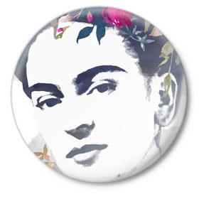 Значок с принтом Фрида Кало ,  металл | круглая форма, металлическая застежка в виде булавки | фрида кало