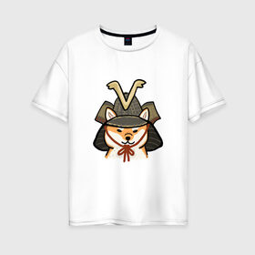 Женская футболка хлопок Oversize с принтом Самурай , 100% хлопок | свободный крой, круглый ворот, спущенный рукав, длина до линии бедер
 | доге | китай | лайка | лиса | собака | собачка | япония