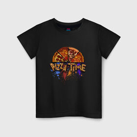 Детская футболка хлопок с принтом Pizza Time 2 , 100% хлопок | круглый вырез горловины, полуприлегающий силуэт, длина до линии бедер | 