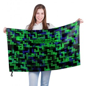 Флаг 3D с принтом Minecraft , 100% полиэстер | плотность ткани — 95 г/м2, размер — 67 х 109 см. Принт наносится с одной стороны | minecraft | miner | игра | инди | компьютерная | майнкрафт | мир | открытый | шахта | яркие