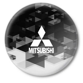 Значок с принтом Mitsubishi sport geometry ,  металл | круглая форма, металлическая застежка в виде булавки |  машина | марка | митсубиси