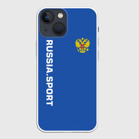 Чехол для iPhone 13 mini с принтом RUSSIA SPORT | РОССИЯ ,  |  | fc | football | fotball club | russia | sport | россия | спорт | спортивные | униформа | фирменные цвета | фк | футбол | футбольный клуб