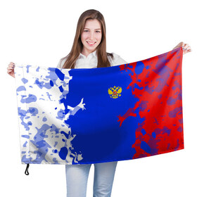 Флаг 3D с принтом RUSSIA SPORT , 100% полиэстер | плотность ткани — 95 г/м2, размер — 67 х 109 см. Принт наносится с одной стороны | fc | football | fotball club | russia | sport | россия | спорт | спортивные | униформа | фирменные цвета | фк | футбол | футбольный клуб