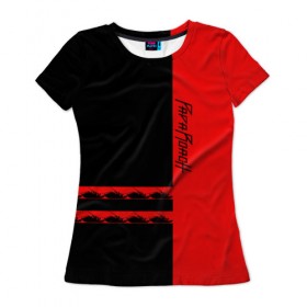 Женская футболка 3D с принтом Papa Roach , 100% полиэфир ( синтетическое хлопкоподобное полотно) | прямой крой, круглый вырез горловины, длина до линии бедер | papa roach | roach | папа роач | папароач | папароч | роач | роч