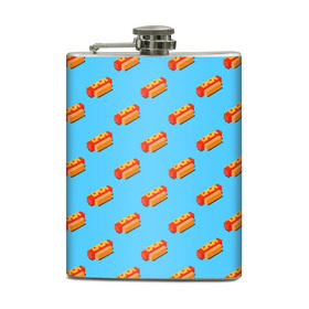 Фляга с принтом Hot Dog Pattern , металлический корпус | емкость 0,22 л, размер 125 х 94 мм. Виниловая наклейка запечатывается полностью | Тематика изображения на принте: 