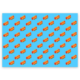 Поздравительная открытка с принтом Hot Dog Pattern , 100% бумага | плотность бумаги 280 г/м2, матовая, на обратной стороне линовка и место для марки
 | Тематика изображения на принте: 