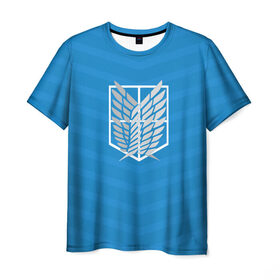 Мужская футболка 3D с принтом Атака титанов , 100% полиэфир | прямой крой, круглый вырез горловины, длина до линии бедер | 