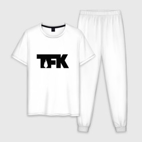 Мужская пижама хлопок с принтом TFK logo black , 100% хлопок | брюки и футболка прямого кроя, без карманов, на брюках мягкая резинка на поясе и по низу штанин
 | tfk | thousand foot krutch