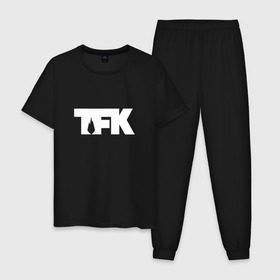Мужская пижама хлопок с принтом TFK logo white , 100% хлопок | брюки и футболка прямого кроя, без карманов, на брюках мягкая резинка на поясе и по низу штанин
 | Тематика изображения на принте: tfk | thousand foot krutch
