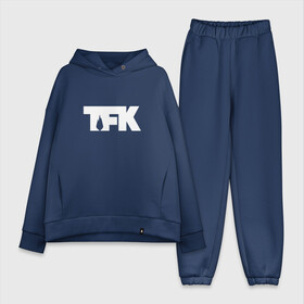 Женский костюм хлопок Oversize с принтом TFK logo white ,  |  | Тематика изображения на принте: tfk | thousand foot krutch