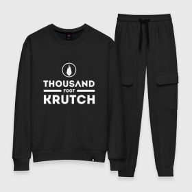 Женский костюм хлопок с принтом Thousand Foot Krutch logo , 100% хлопок | на свитшоте круглая горловина, мягкая резинка по низу. Брюки заужены к низу, на них два вида карманов: два 