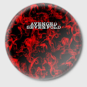 Значок с принтом Avenged Sevenfold ,  металл | круглая форма, металлическая застежка в виде булавки | avenged sevenfold | metal | rock | sevenfold | группа | отомщенный | отомщенный семикратно | рок | рокеры