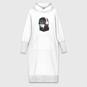 Платье удлиненное хлопок с принтом MIRRORS Sad Japanese Aesthetic в наушниках ,  |  | Тематика изображения на принте: аниме герл | манга | япония