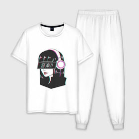 Мужская пижама хлопок с принтом MIRRORS Sad Japanese Aesthetic , 100% хлопок | брюки и футболка прямого кроя, без карманов, на брюках мягкая резинка на поясе и по низу штанин
 | аниме герл | манга | япония