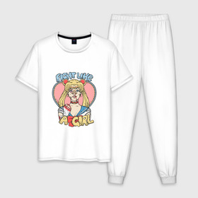 Мужская пижама хлопок с принтом Сейлор Мун , 100% хлопок | брюки и футболка прямого кроя, без карманов, на брюках мягкая резинка на поясе и по низу штанин
 | sailor moon