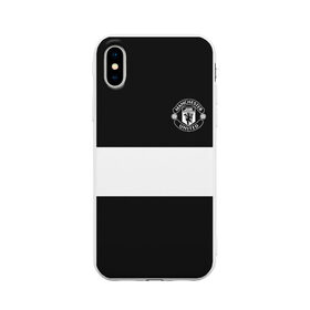 Чехол для Apple iPhone X силиконовый матовый с принтом FC Manchester United , Силикон | Печать на задней стороне чехла, без боковой панели | black   white | england | football | logo | manchester united | sport | англия | арт | лига | лого | манчестер юнайтед | спорт | текстура | фк | футбол | футбольный клуб | черно белый | эмблема